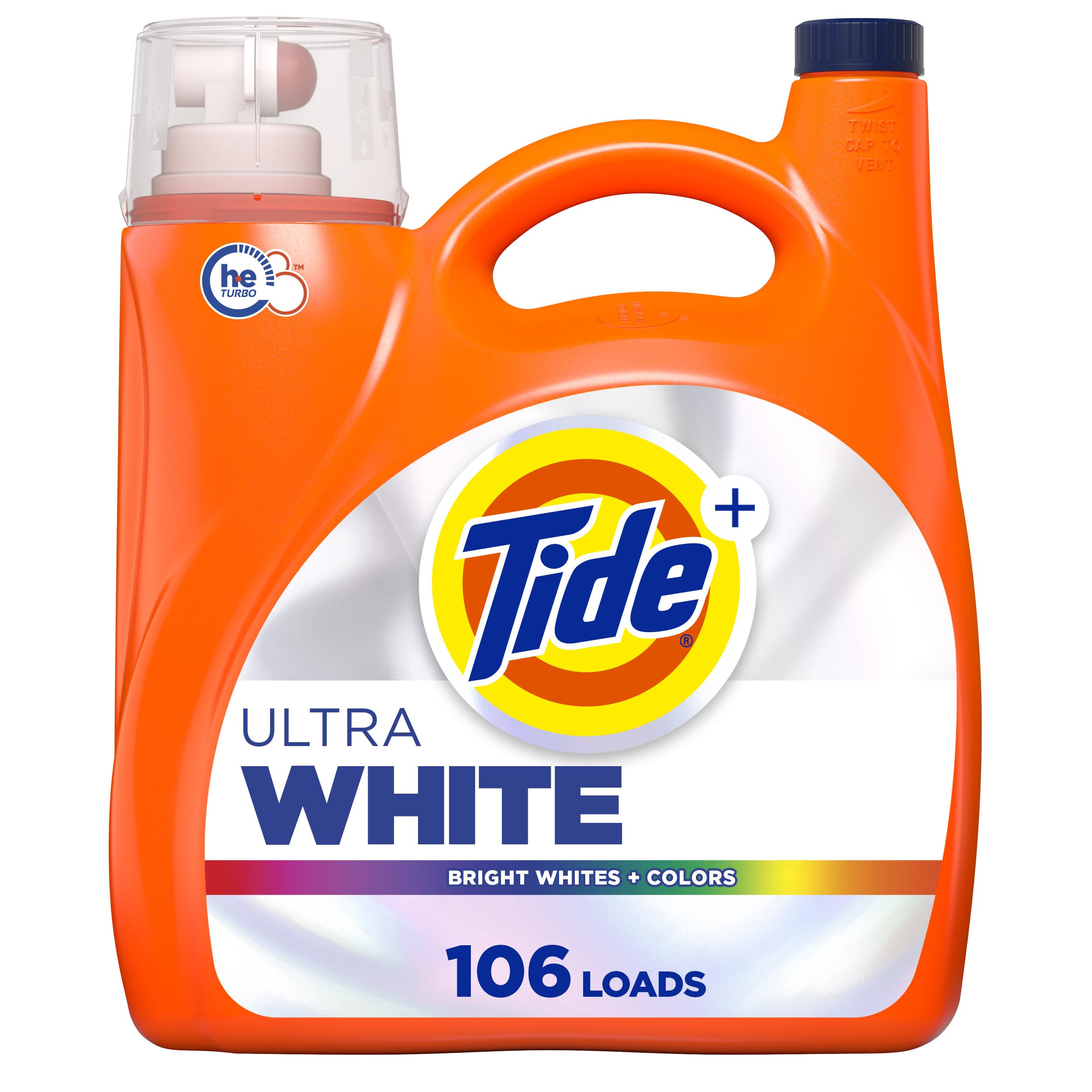 Tide Plus Ultra OXI White and Bright Liquid Laundry Detergent, 149 fl oz, 106 Loads, Advanced Stain Removal and Whitening Power