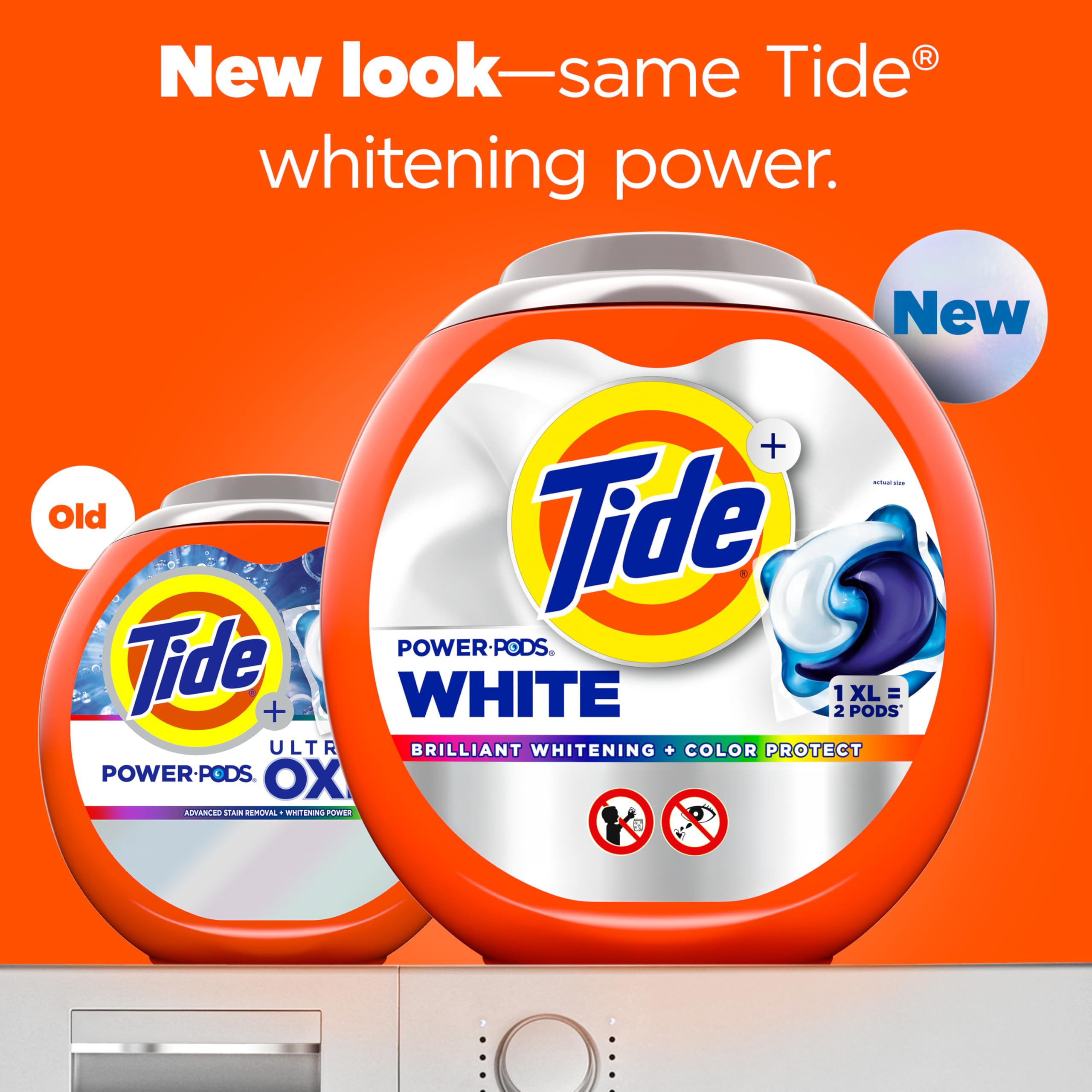 Tide Power PODS White Laundry Detergent Pacs, 45 Count, Brilliant Whitening + Color Protect