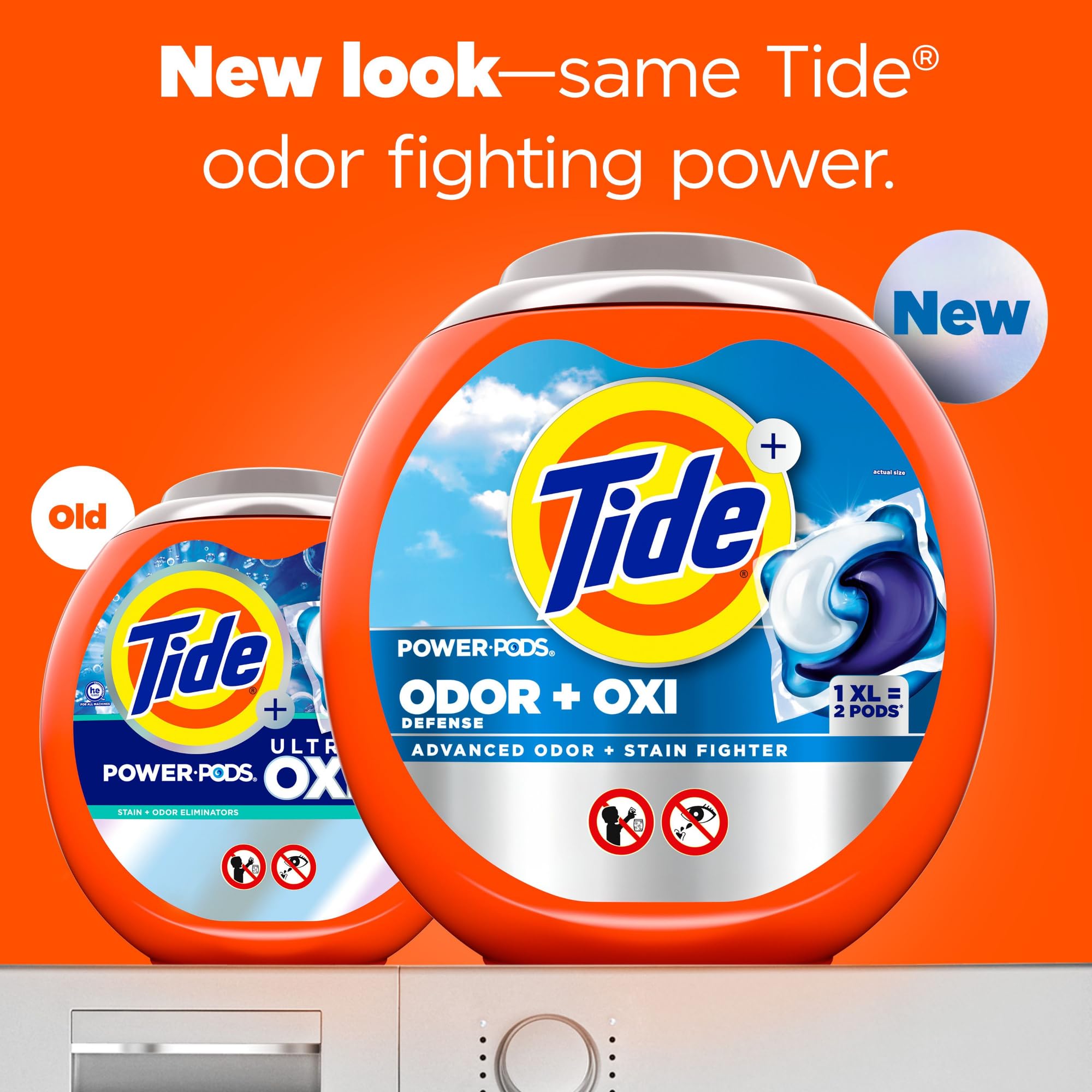 Tide Odor Defense + Oxi Laundry Detergent Pacs, Original Scent, 45 Count, Advanced Odor + Stain Fighter