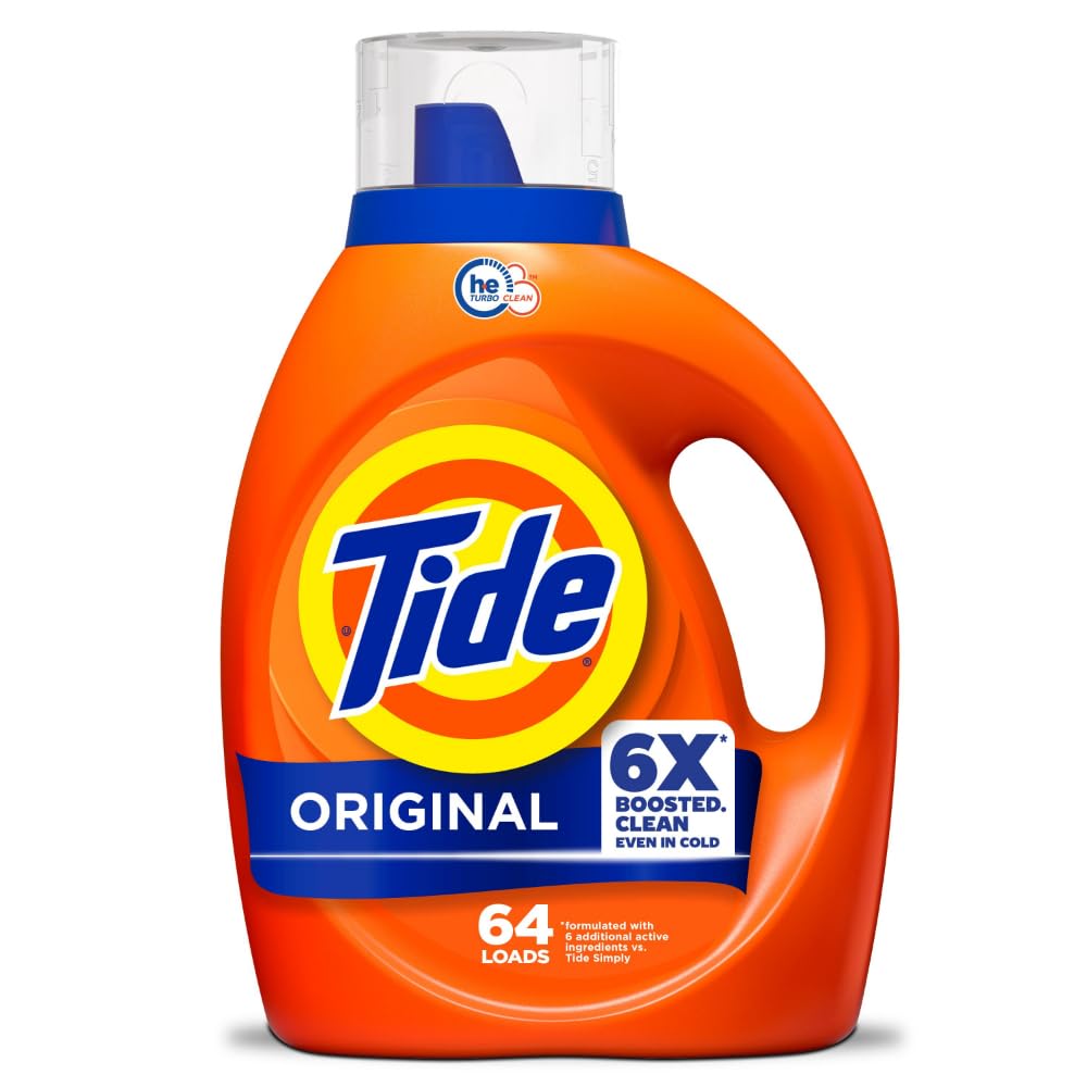 Tide Laundry Detergent Liquid, Original Scent, 64 Loads, 80 FL OZ, Works on 100% of Common Stains, Laundry Soap, Liquid Laundry Detergent